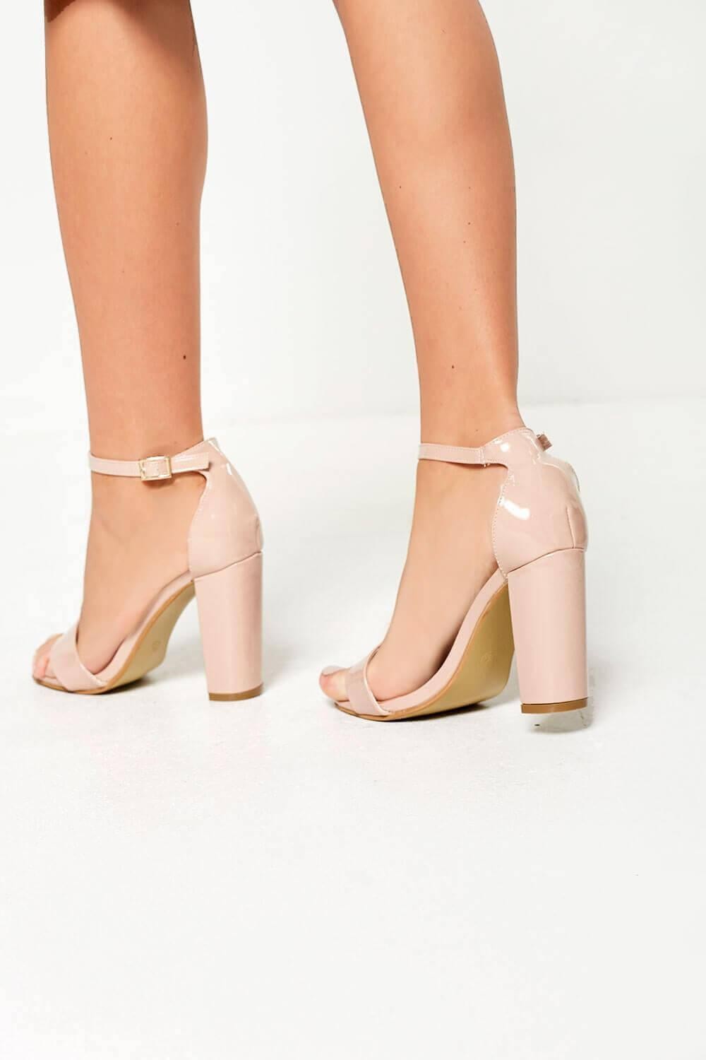 Nude Studded Caged Block Heel Sandals | In The Style