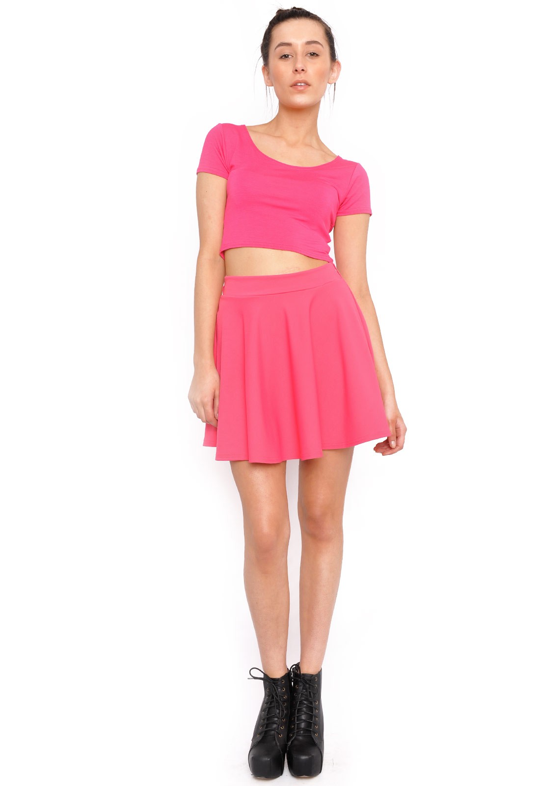 Lauren Skater Mini Skirt in Pink | iCLOTHING