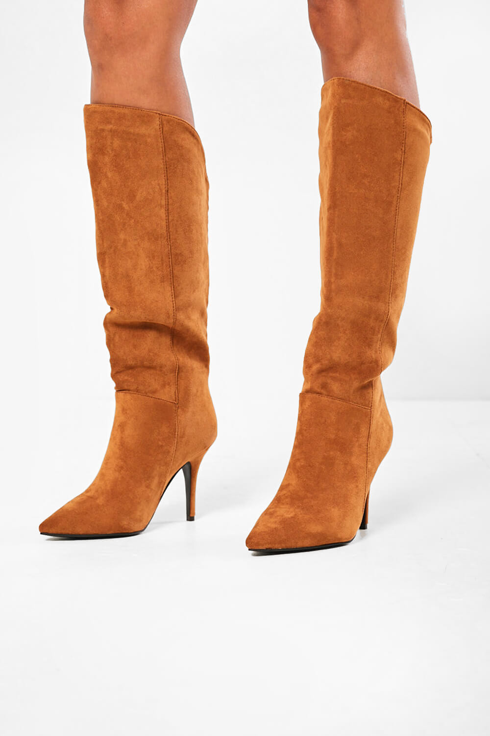 No Doubt Jasper Suede Knee High Boots in Camel | iCLOTHING