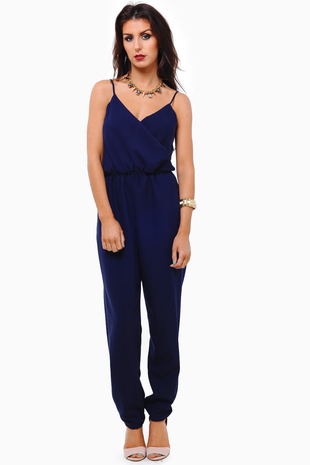 John Zack Kacey Strappy Jumpsuit in Navy | iCLOTHING