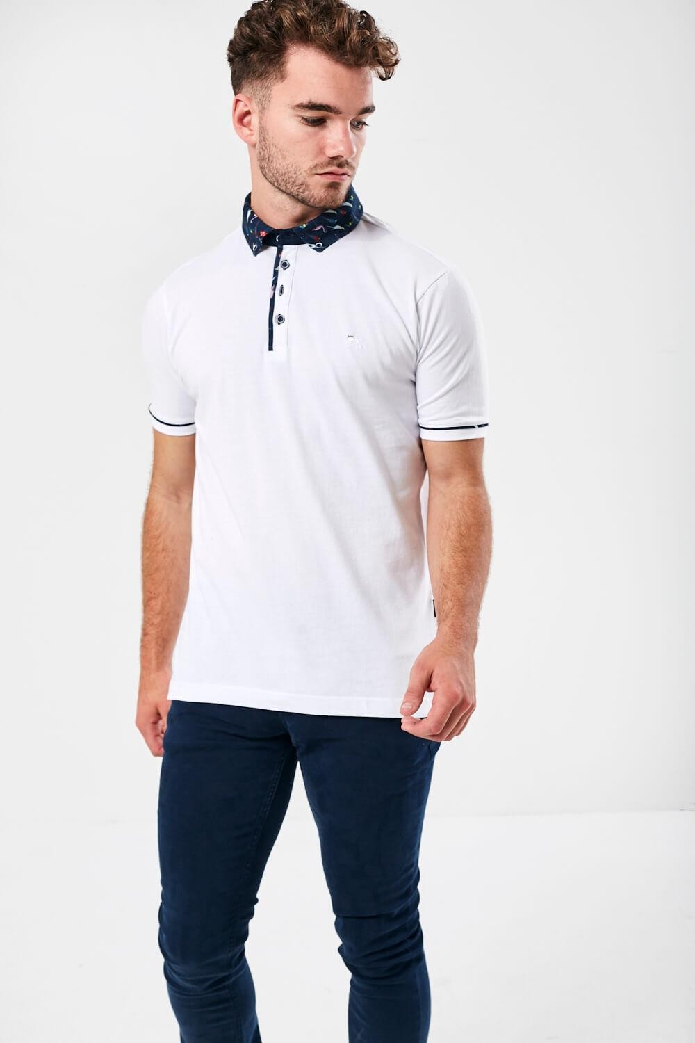 Bewley Ritch Edmo Short Sleeve Polo Shirt in White | iCLOTHING