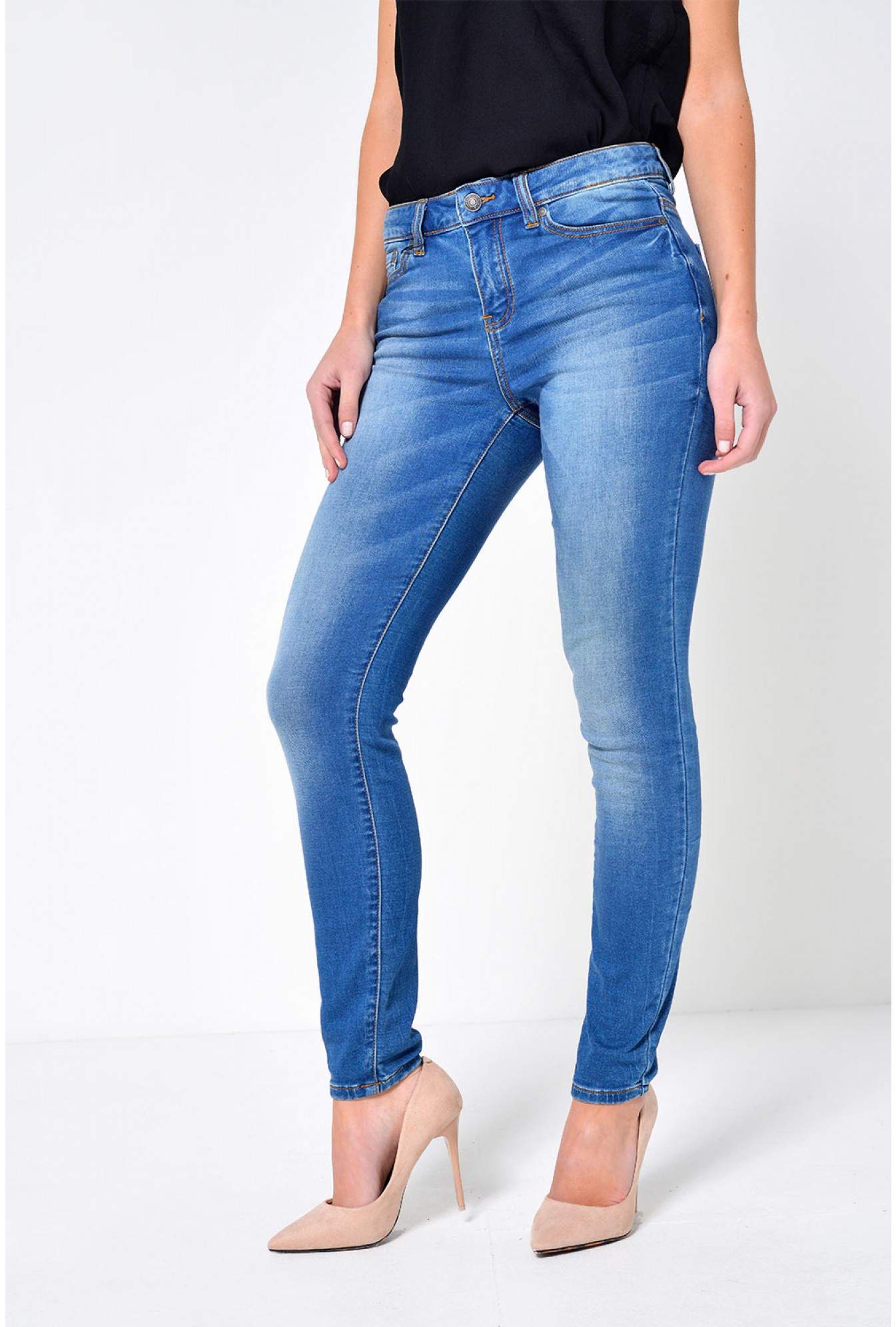 Vero Moda Seven Regular Slim Jeans in Medium Blue Denim | iCLOTHING