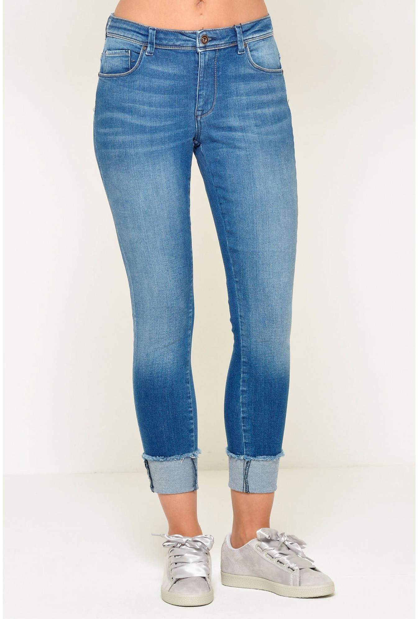 Only Carmen Short Ankle Fold Skinny Jeans | iCLOTHING