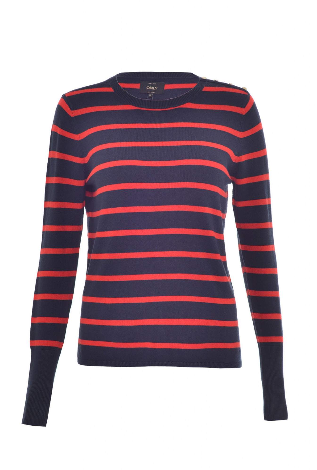 Only Dina L/S Stripe Pullover Knit in Red Stripe | iCLOTHING