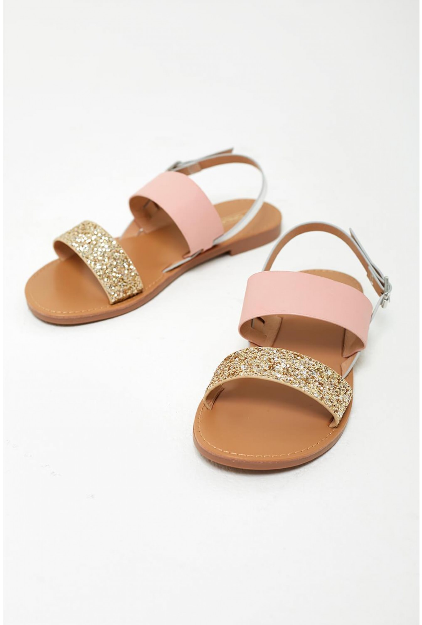 Only Mandala Flat Sandals in Gold Sparkle | iCLOTHING