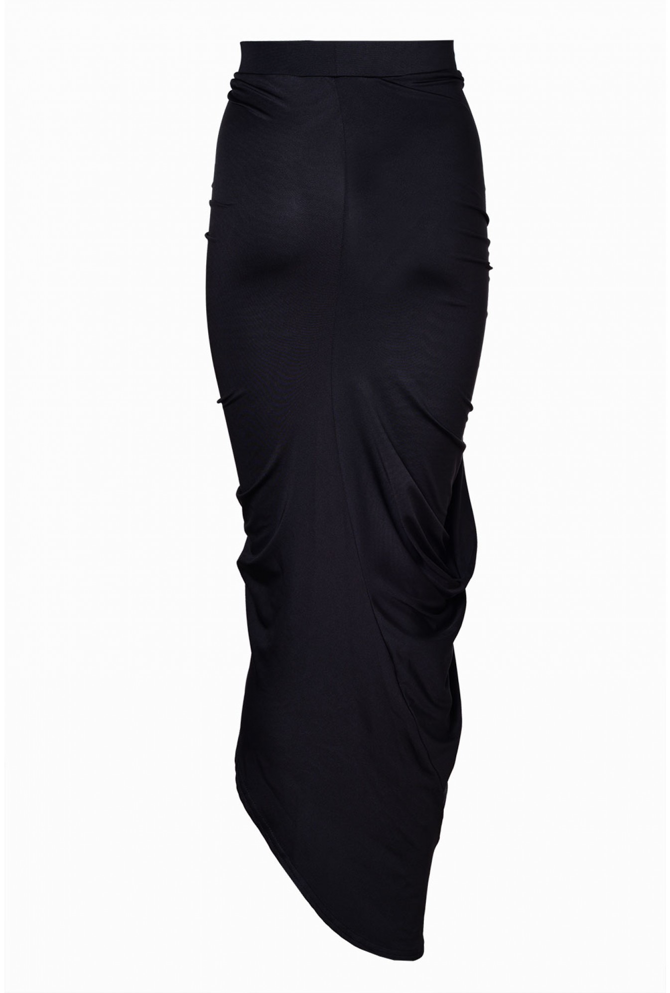 John Zack Kim Drape Front Midi Skirt in Black | iCLOTHING