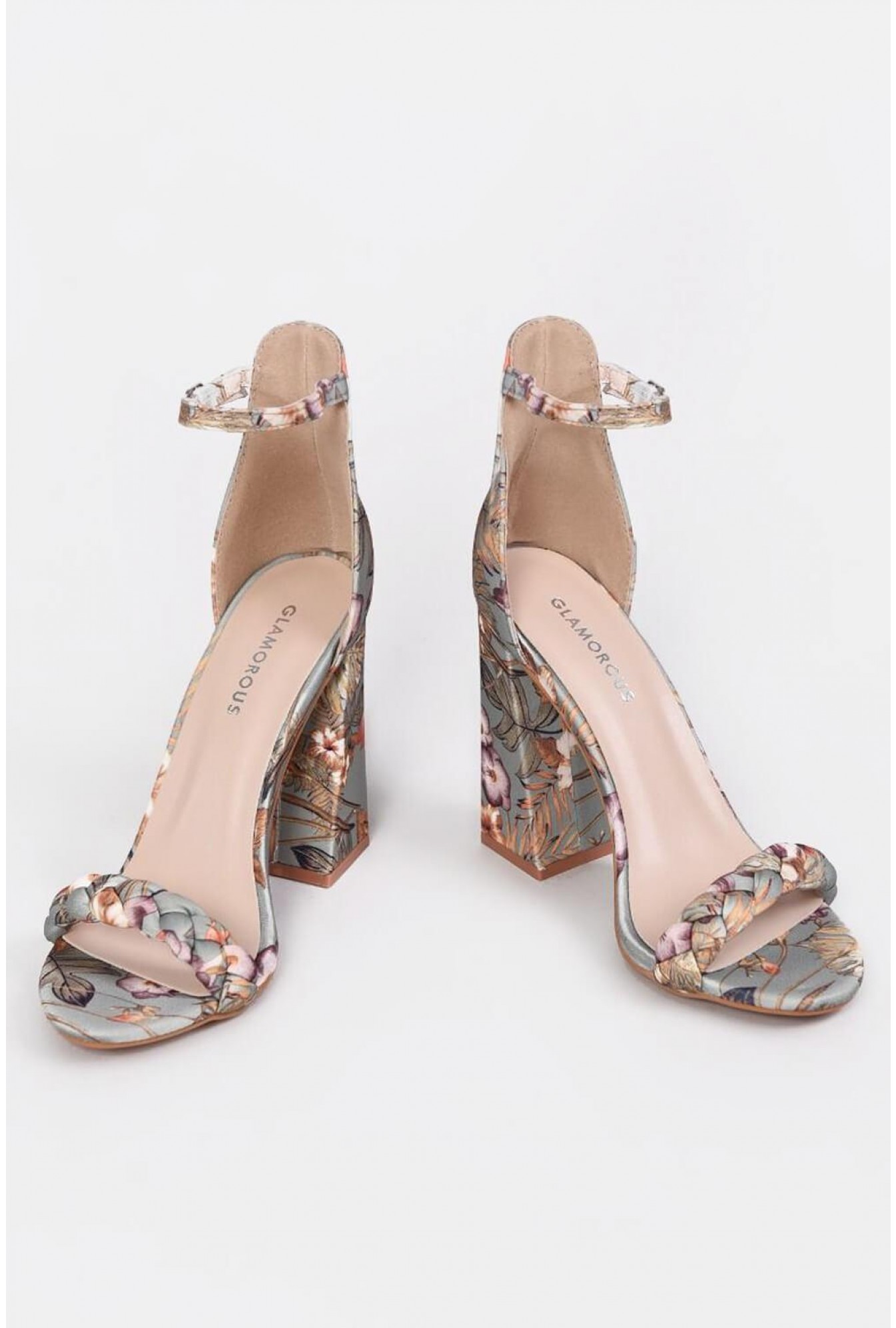floral print heeled sandals