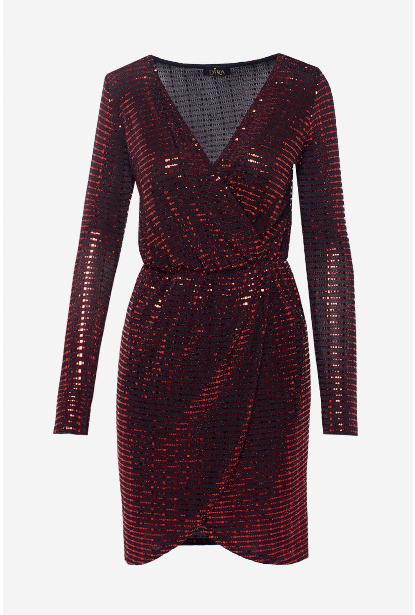 red sparkly wrap dress