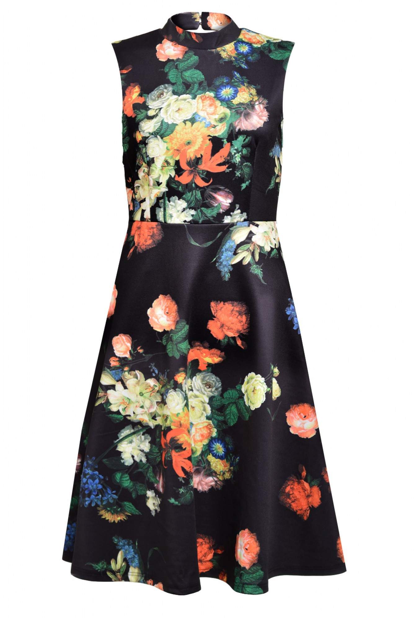 Marc Angelo Ann Floral High Neck Dress in Black | iCLOTHING