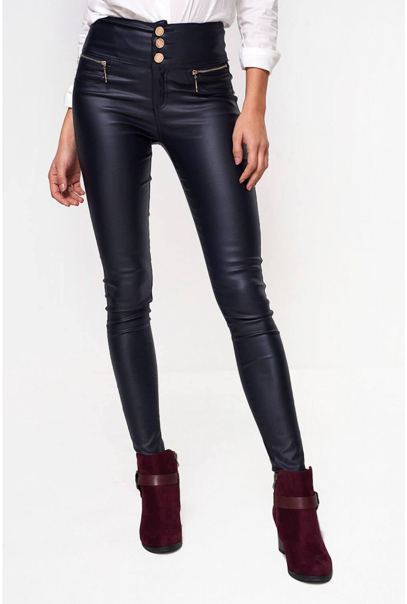 leather coated trousers