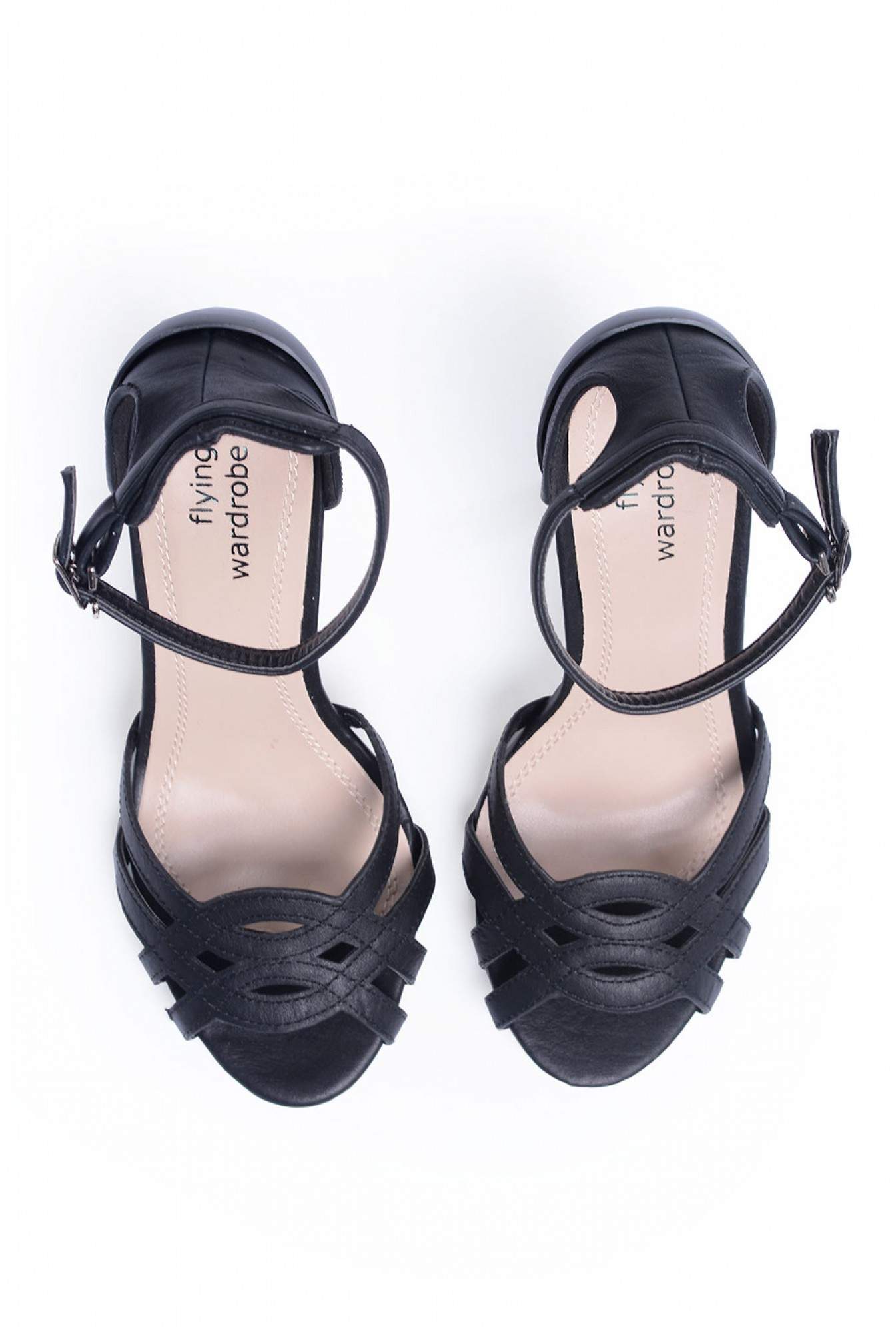 304 Marian Ankle Strap Cut out Sandals in Black | iCLOTHING