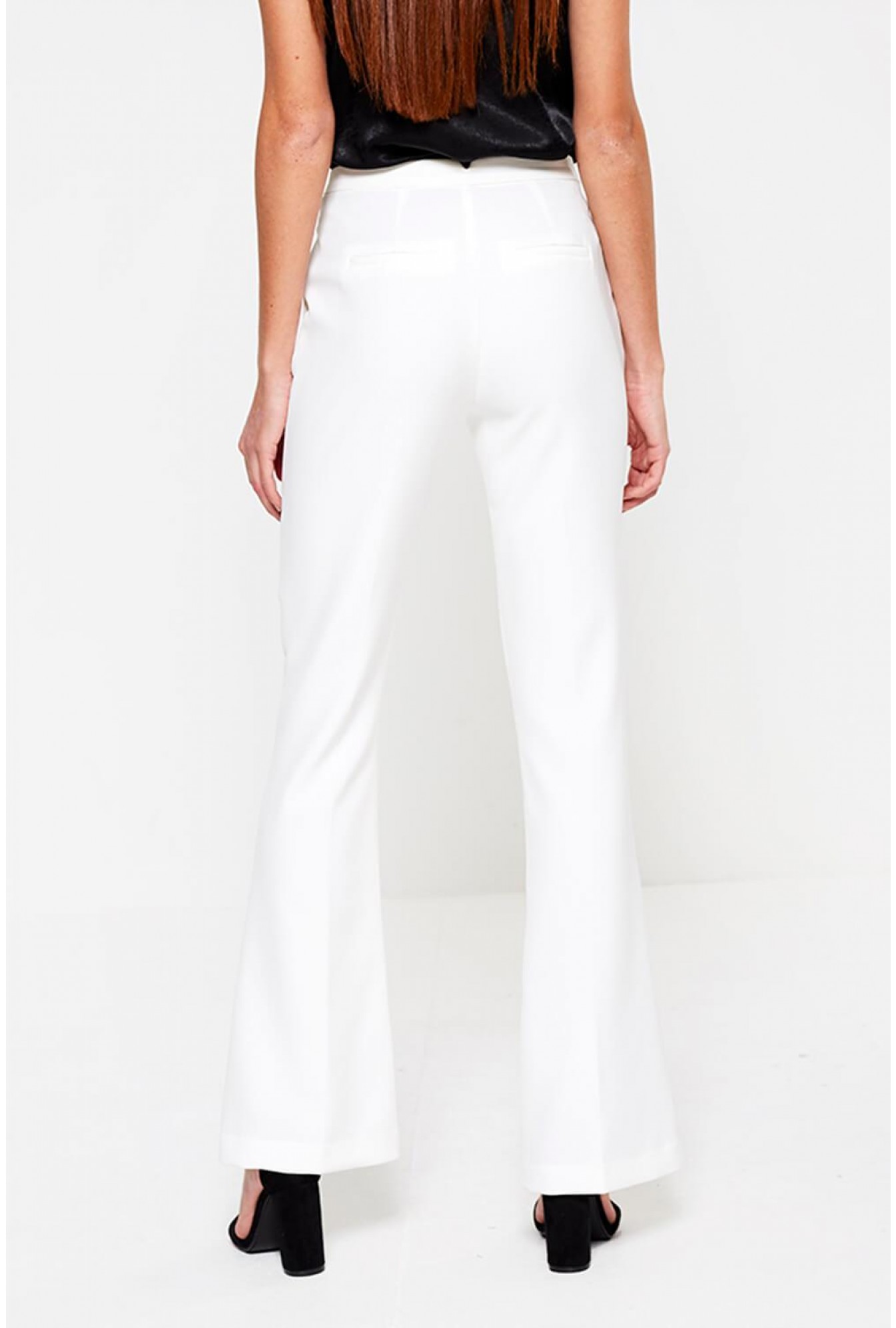 YAS Pepla Wide Leg High Rise Trousers in White | iCLOTHING