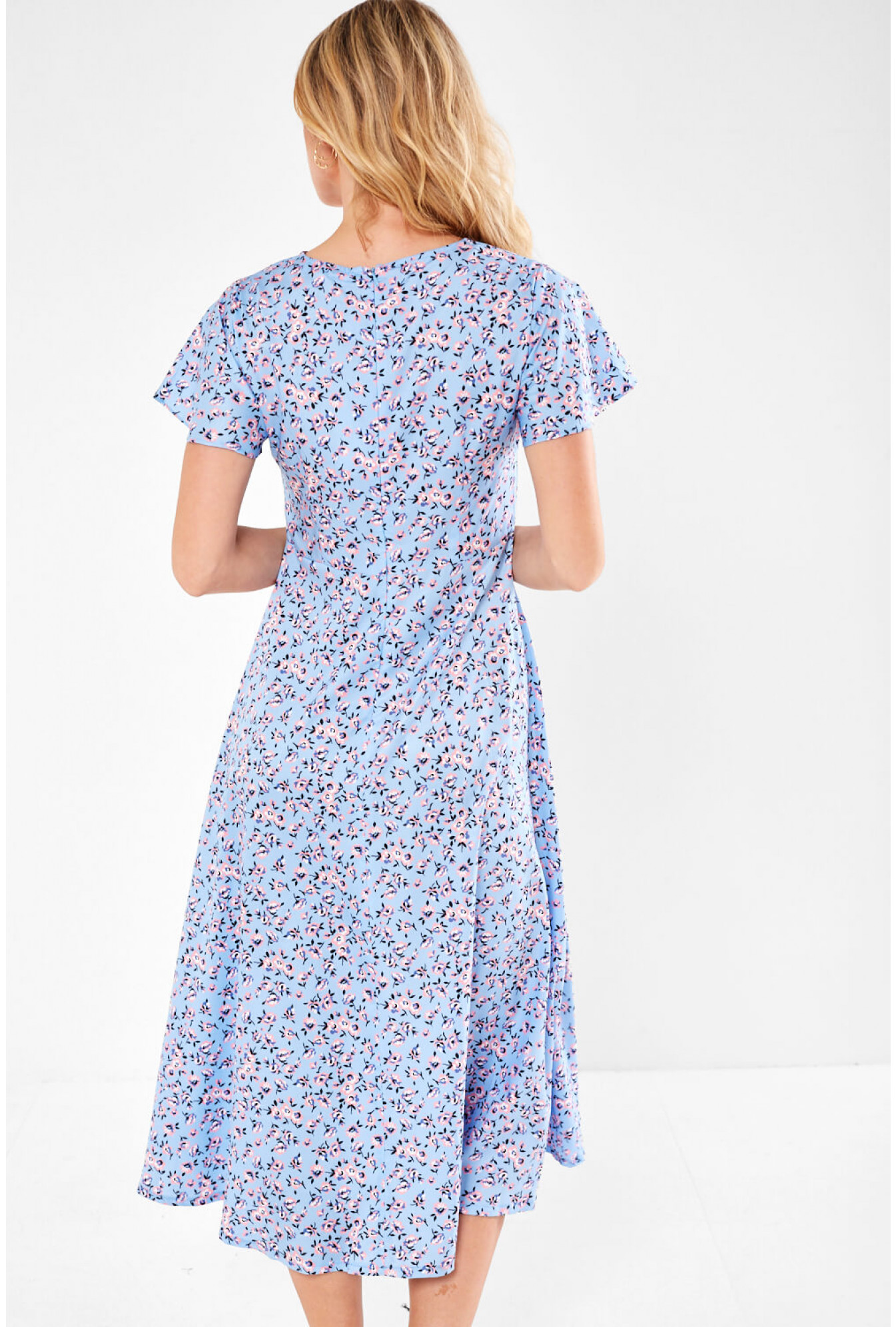 Tanya Ditsy Floral Midaxi Dress in Baby Blue