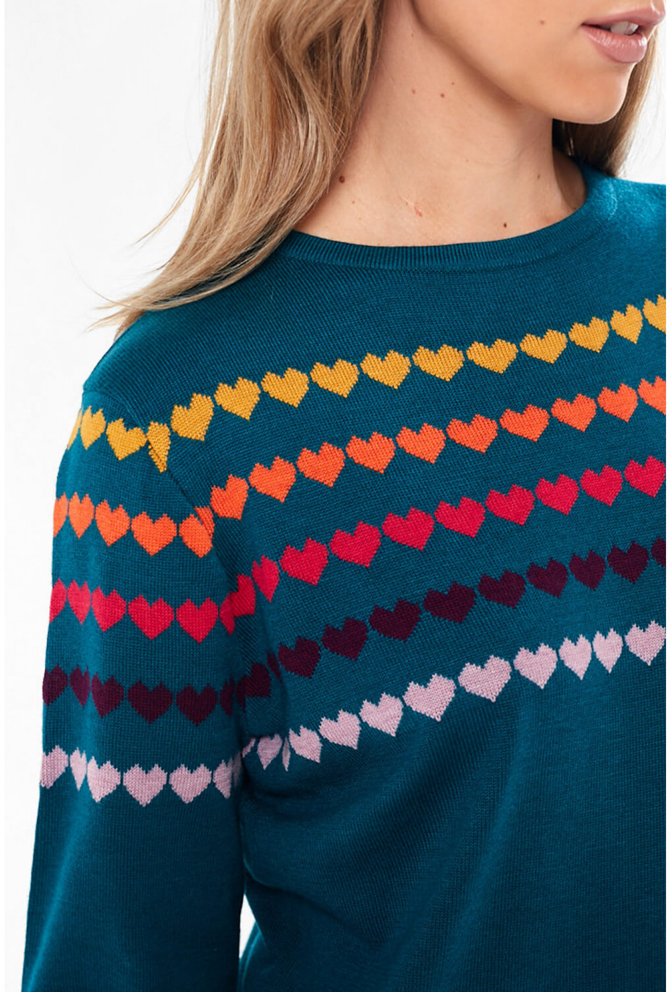 Velma Love Heart Sweater in Teal