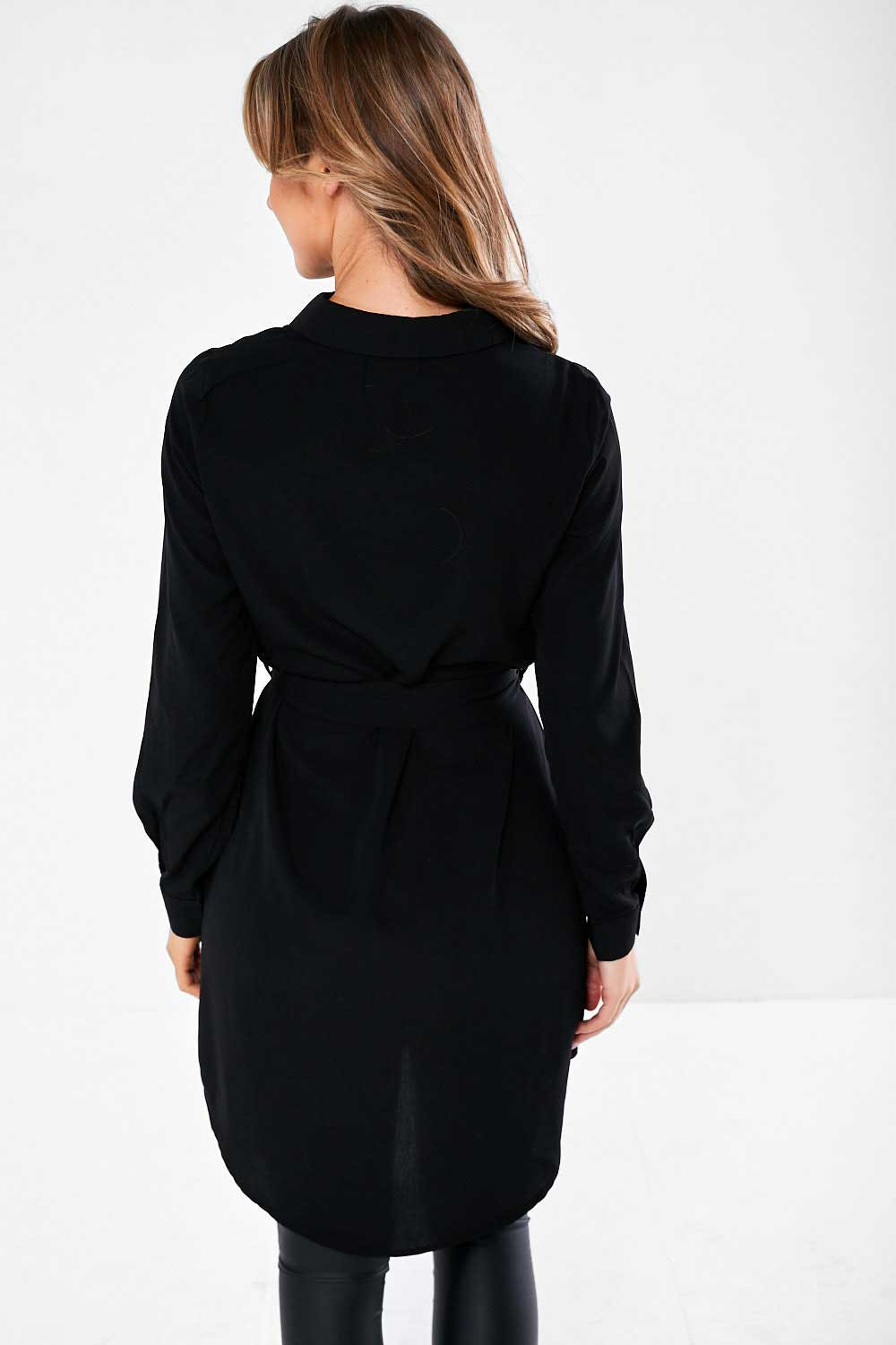 Vero Moda Boa Shirt Dress in Black | iCLOTHING