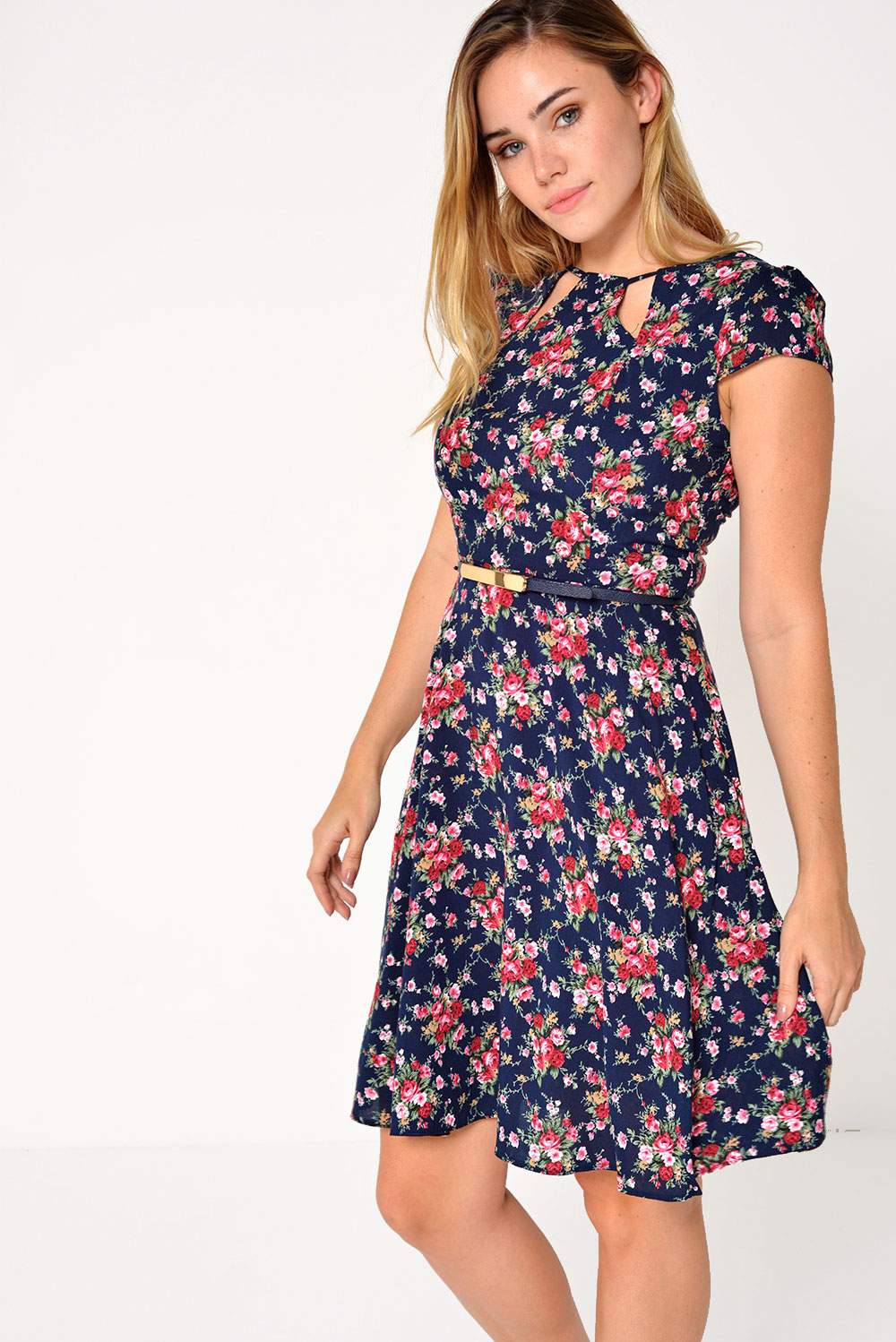 Stella Kathy Floral Print Skater Dress In Navy Iclothing Iclothing 9855