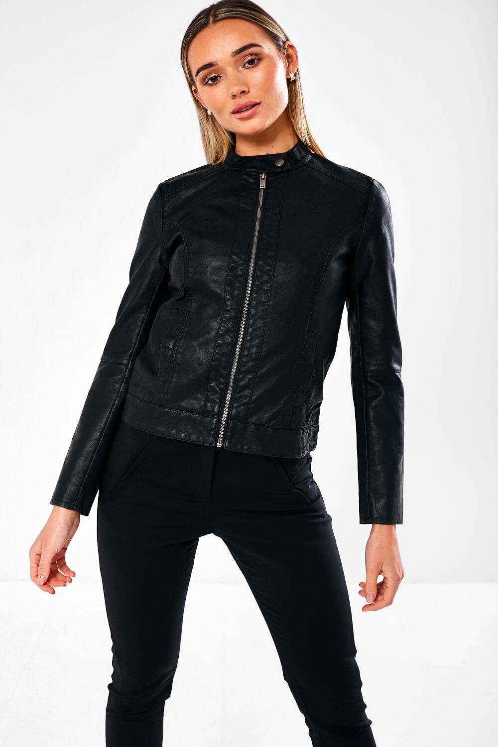 JDY Dallas Faux Leather Jacket in Black | iCLOTHING - iCLOTHING