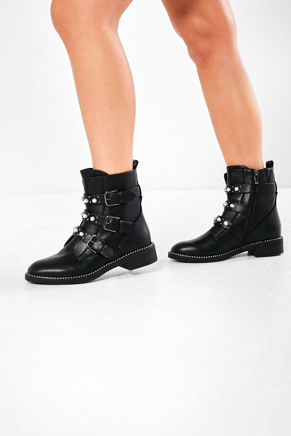 Pearl Ankle Boots in Black