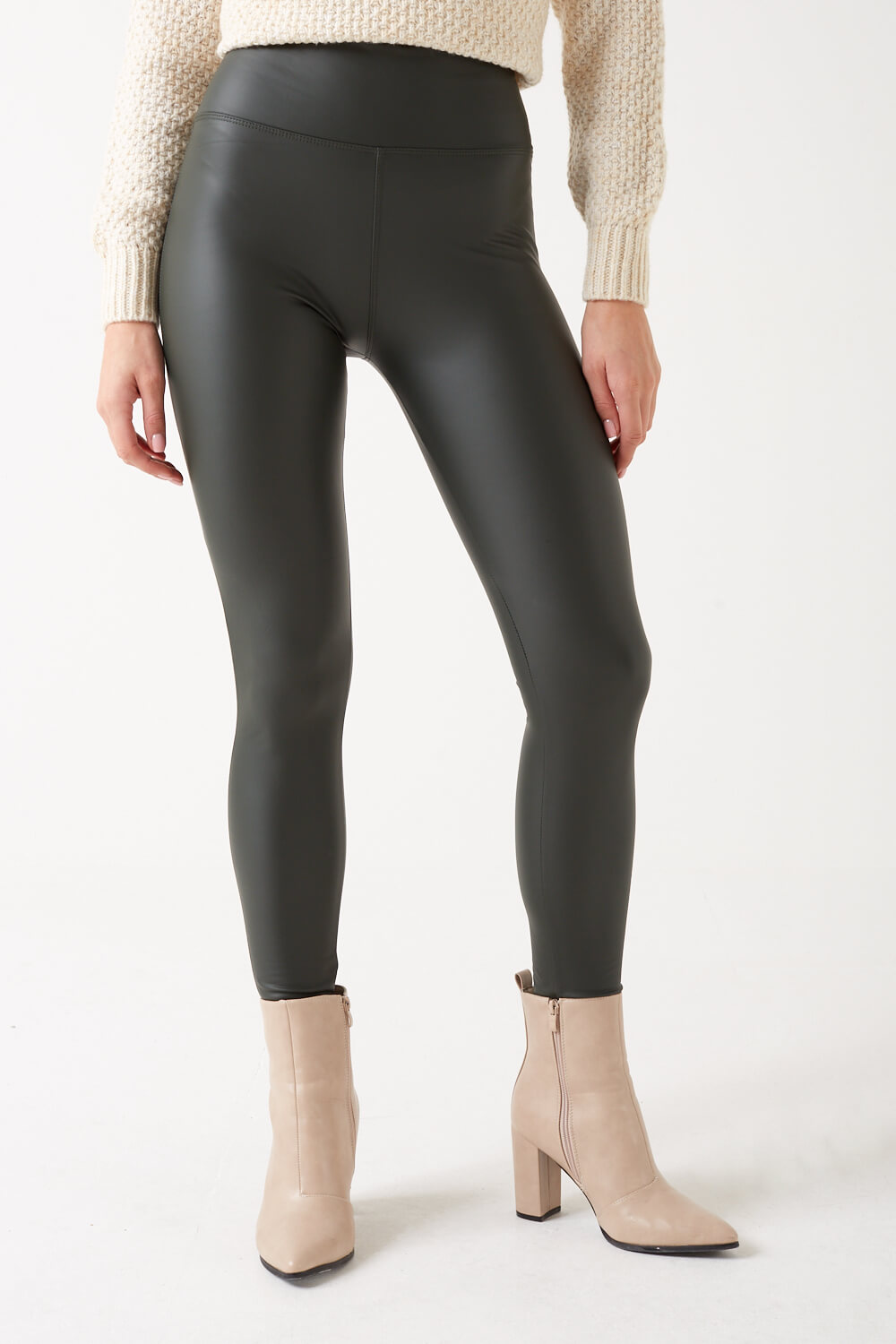 Olivia Mark – PU Leather High Waist Thermal Fleece Lined Leggings