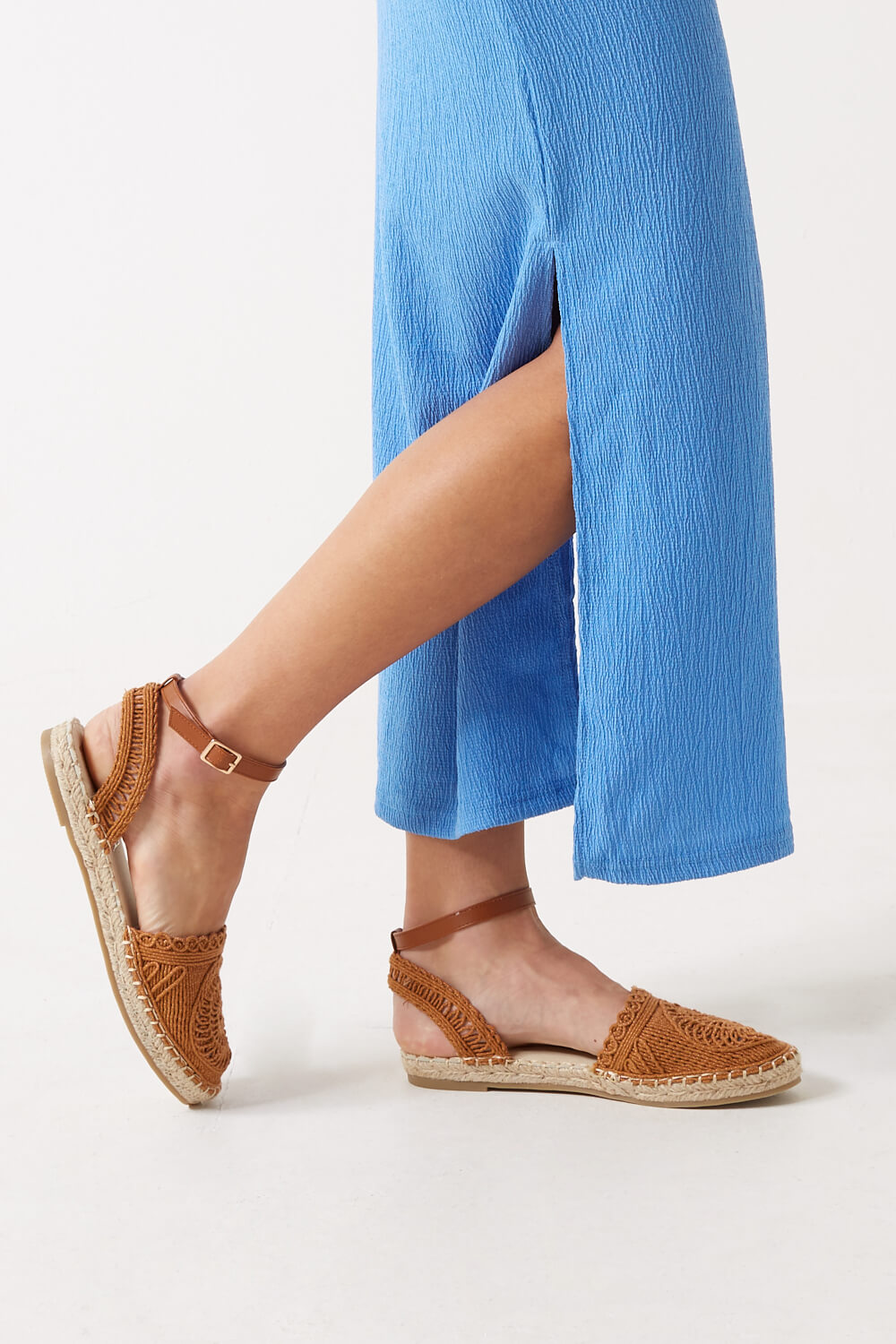 Efashion Paris Holly Crochet Espadrille Sandals in Camel | iCLOTHING ...