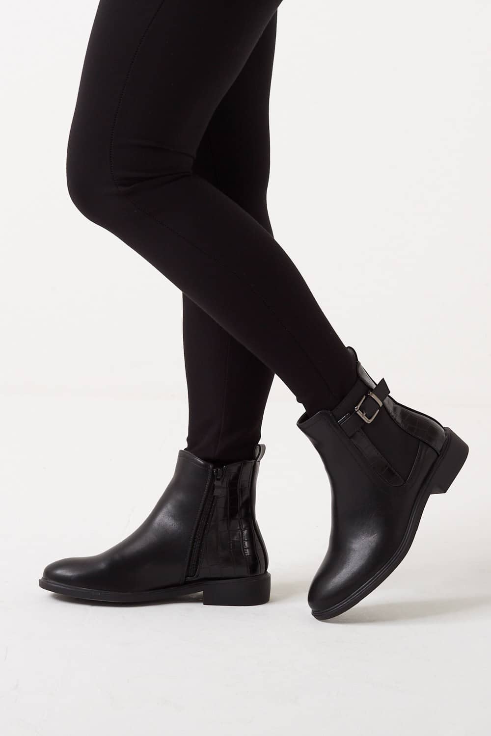 No Doubt Jane Faux Leather Ankle Boots in Black | iCLOTHING - iCLOTHING