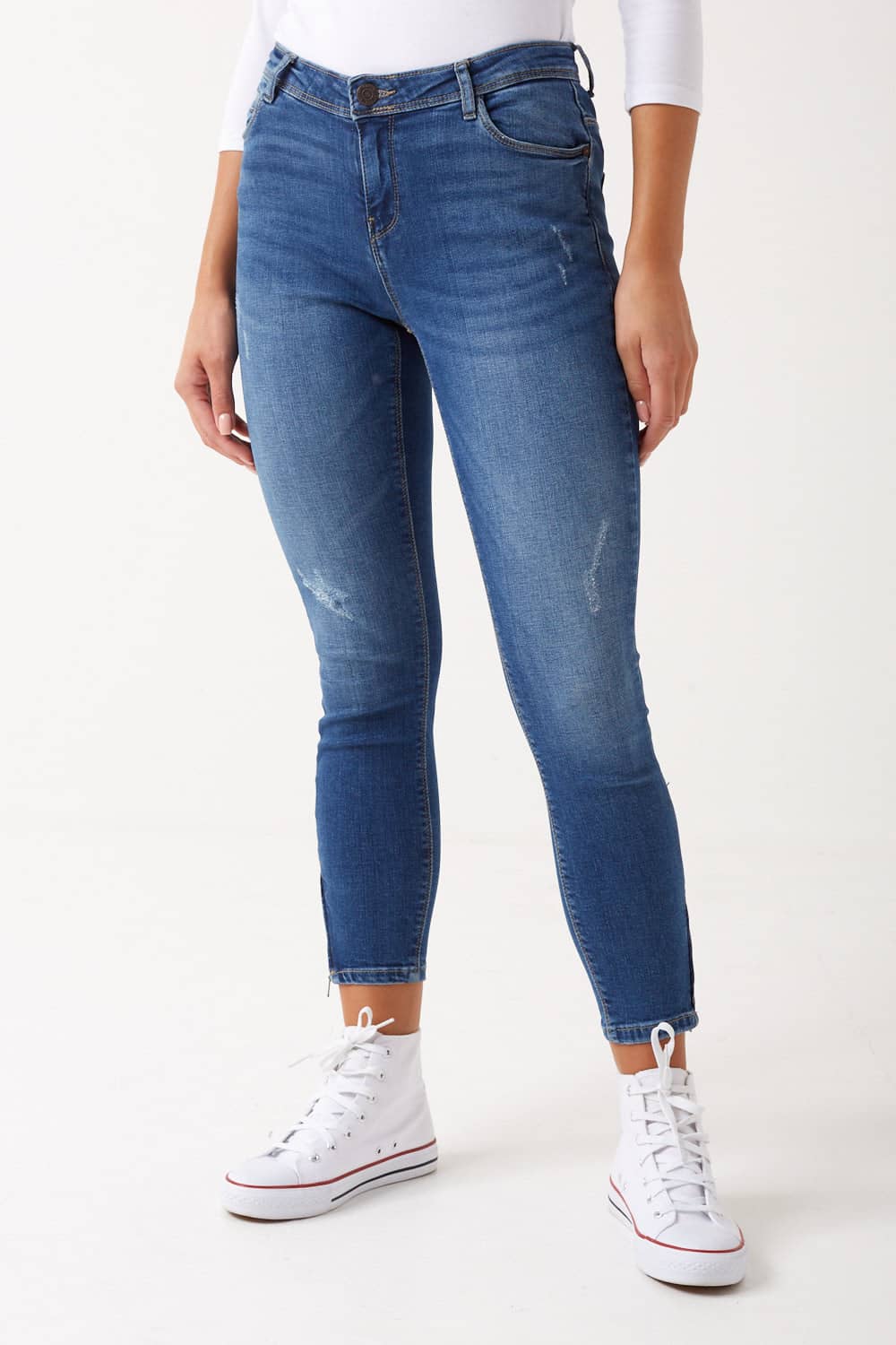 Noisy May Kimmy Ankle Zip Skinny Jeans in Medium Wash Denim | iCLOTHING ...