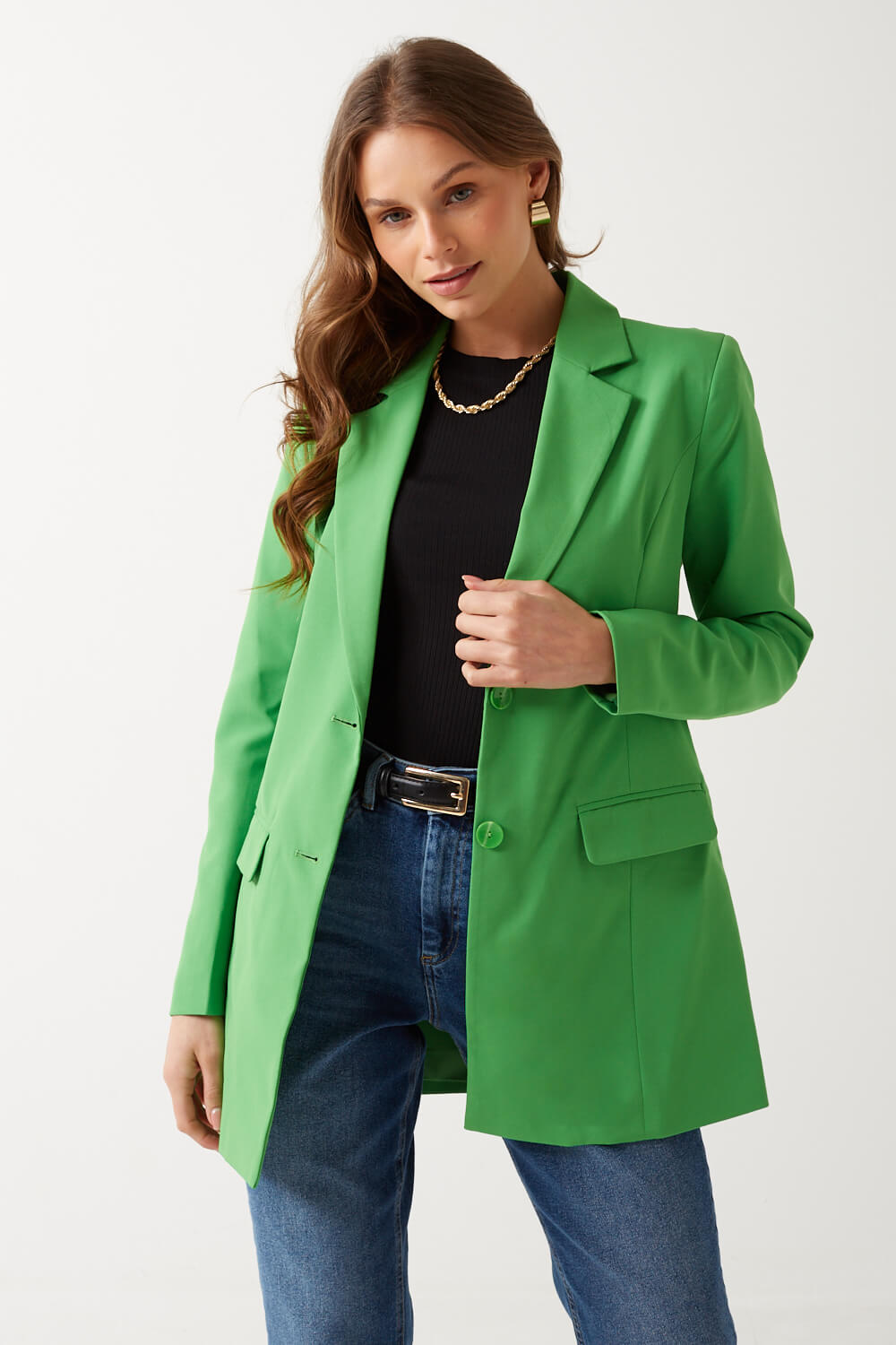 Only Maia Long Blazer in Green | iCLOTHING - iCLOTHING