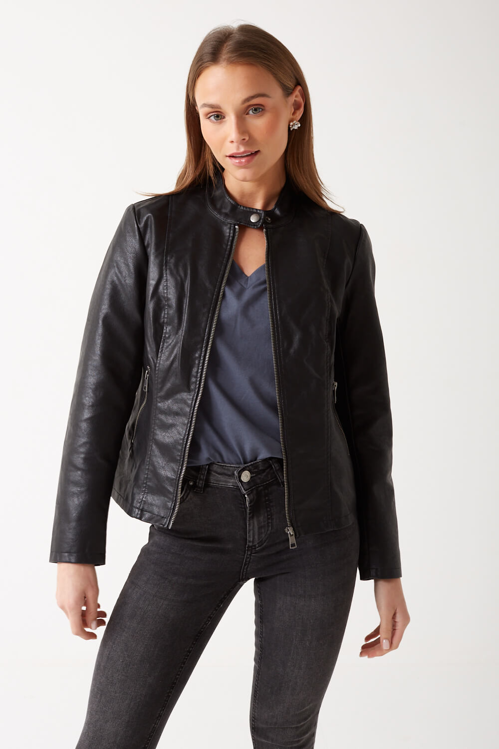 Only Melisa Faux Leather Jacket in Black | iCLOTHING - iCLOTHING