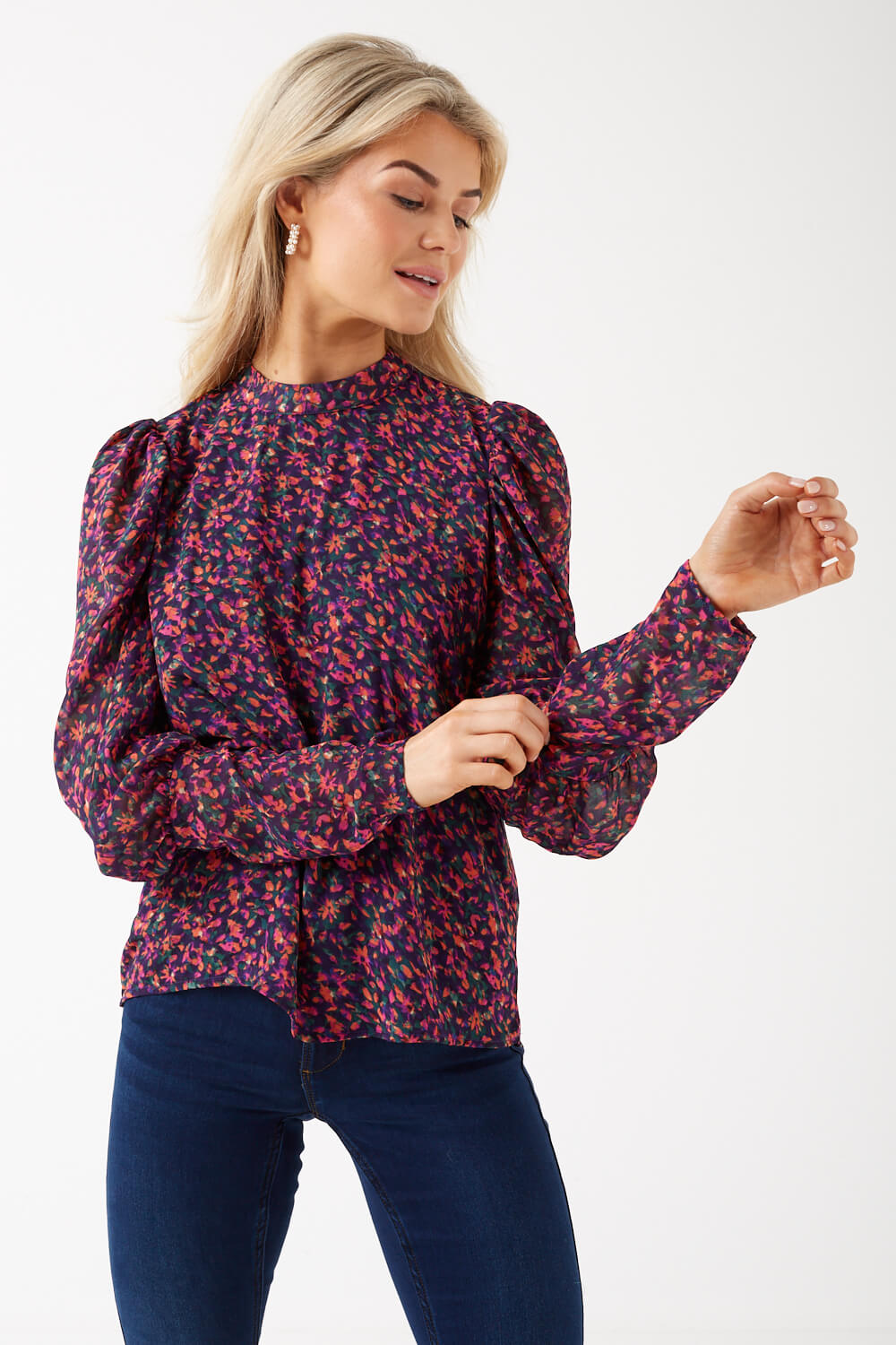 Pixie Daisy Myah Ditsy Floral Blouse in Mixed Pink | iCLOTHING - iCLOTHING