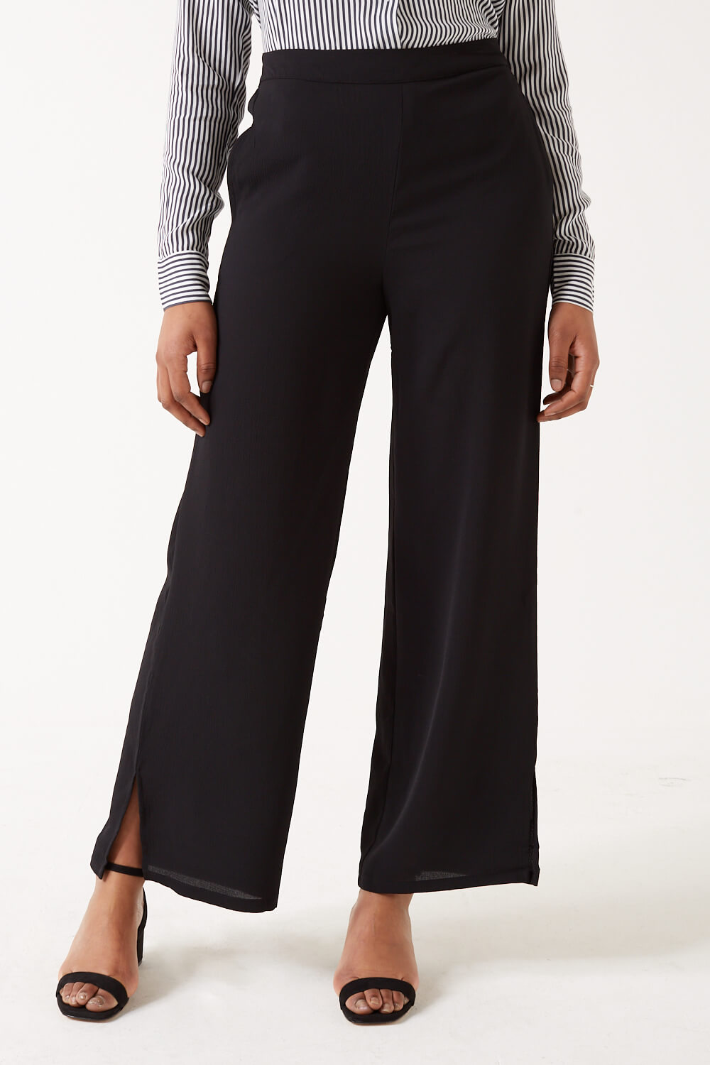 Only Nova Wide Leg Trousers in Black | iCLOTHING - iCLOTHING