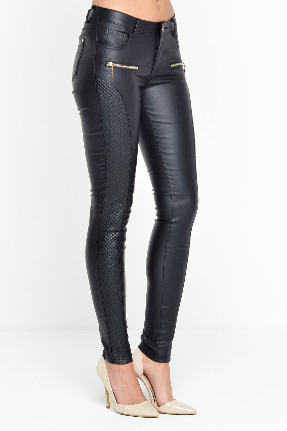 KISS Kristy Wax Biker Trousers in Black | iCLOTHING - iCLOTHING