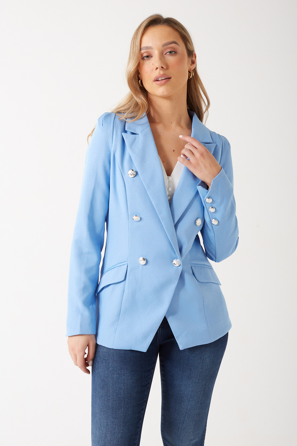 Marc Angelo Tess Military Blazer in Light Blue | iCLOTHING - iCLOTHING