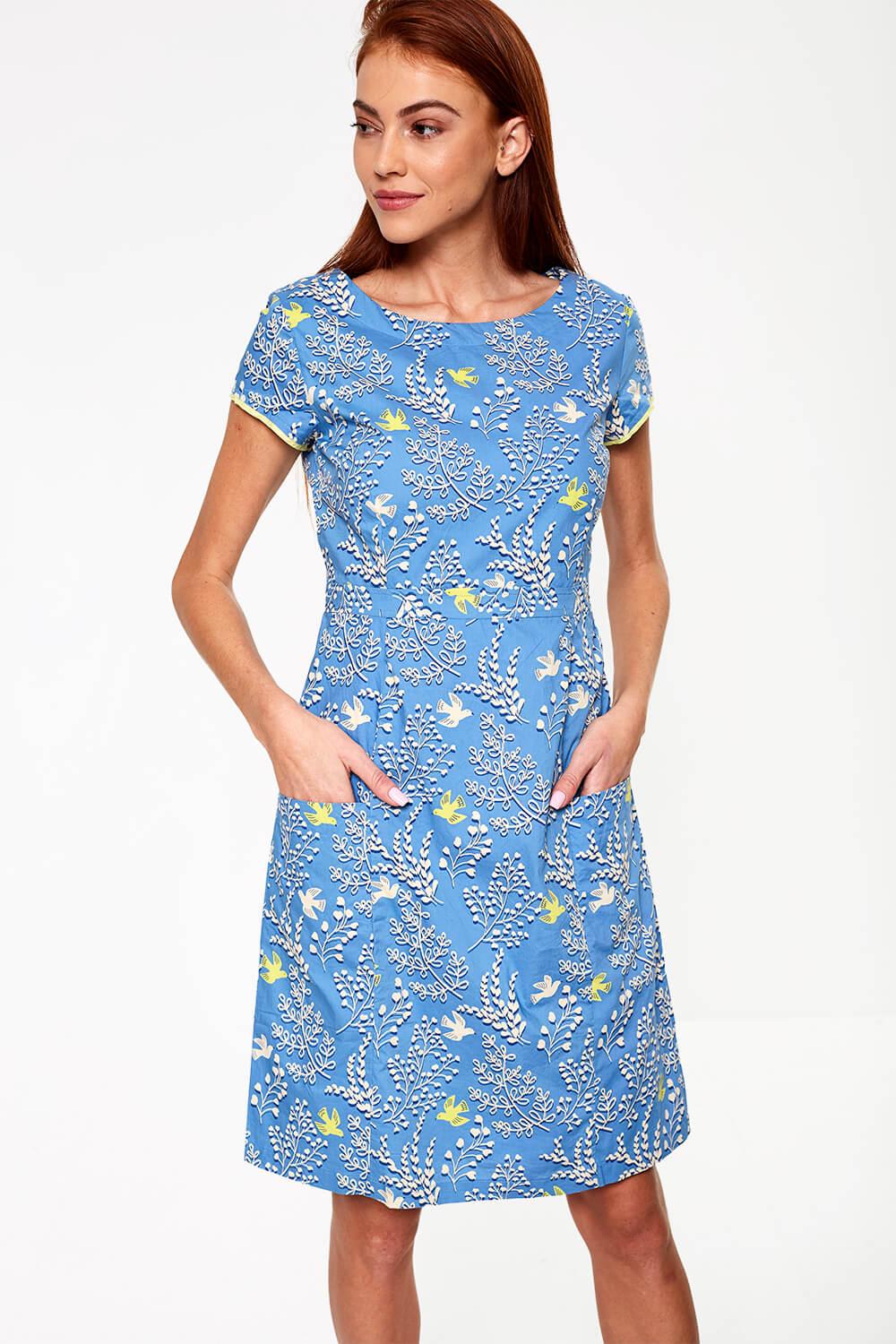 Lily & Me Harbourside Dove Print Dress in Blue | iCLOTHING - iCLOTHING